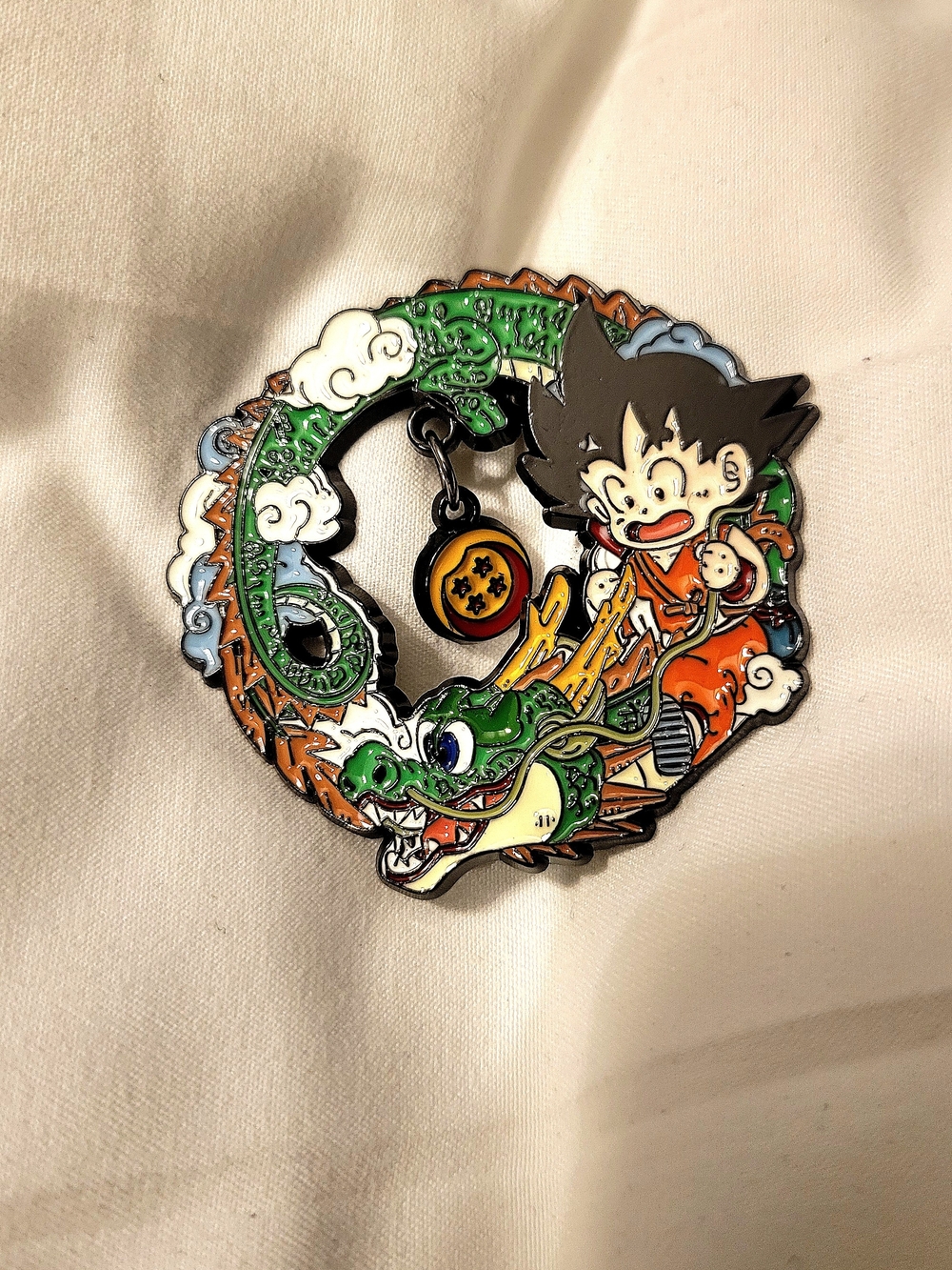Dragon Ball Kid Goku Riding Shenron Enamel Pin | Dangling Charm Pin